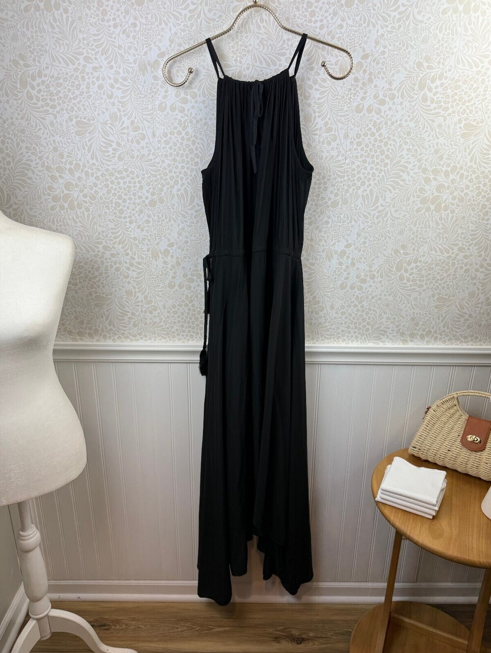 Calypso St. Barth Black Sleeveless Sarah Asymmetric Maxi Dress - Size - Small - Picture 5 of 10